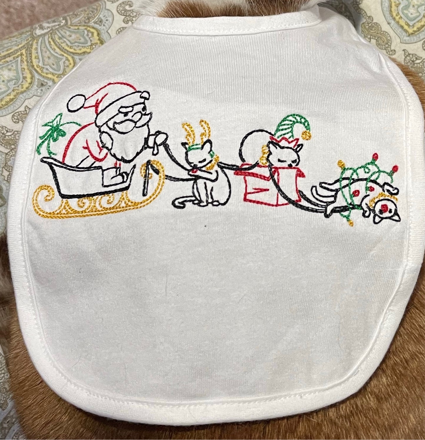 Santa’s Catdeer Baby Bib- Cat Cape