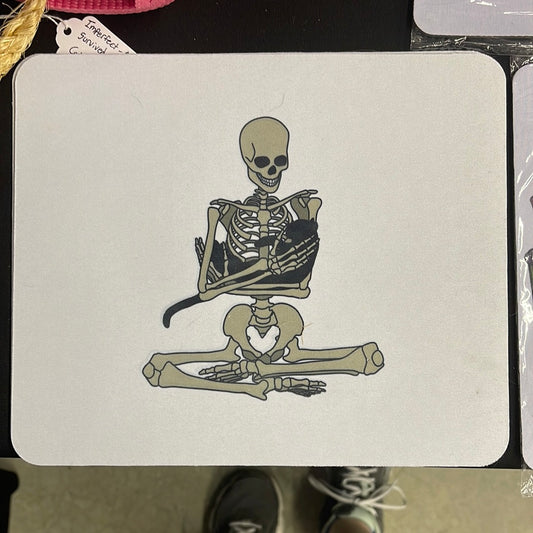 Skeleton Kitty Cuddles Mouse Pad