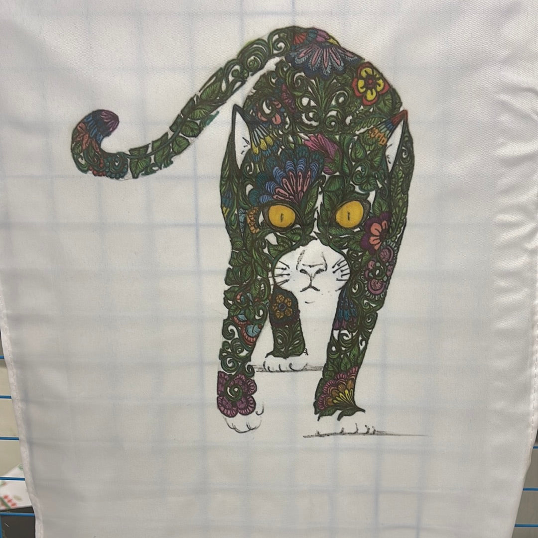 Floral Cat 18" Garden flag