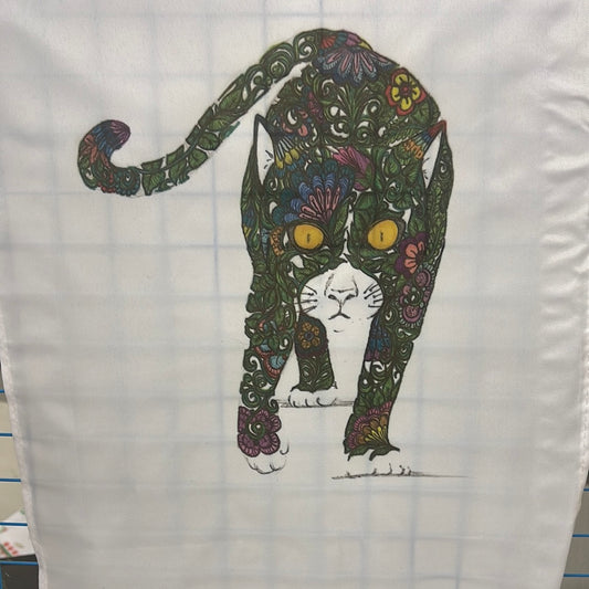 Floral Cat 18" Garden flag