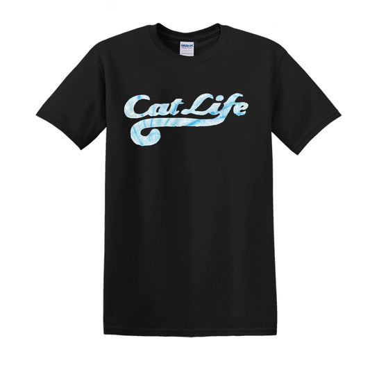 Cat Life Tail Blue Tie Dye Appliquéd Tee