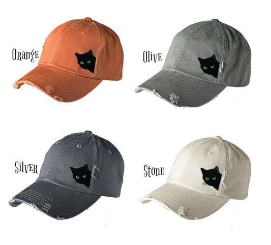 Creeper Cat Distressed Cap