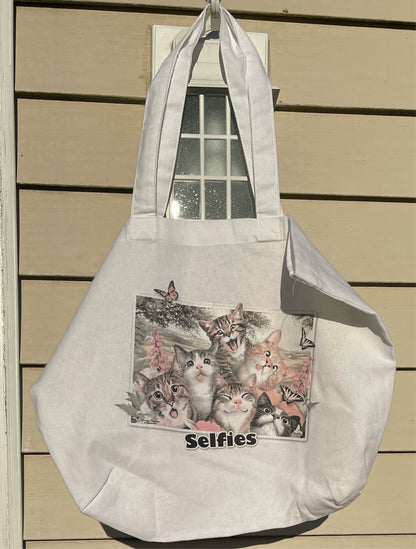 Cat Selfie UV Color Change Tote Bag