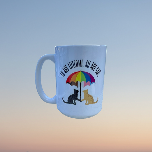 15 oz Mug S&S Cat Life All Are Welcome