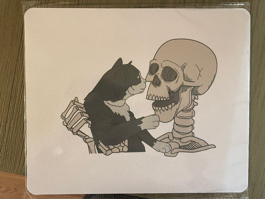 Kitty Kisses Skeleton Mouse Pad