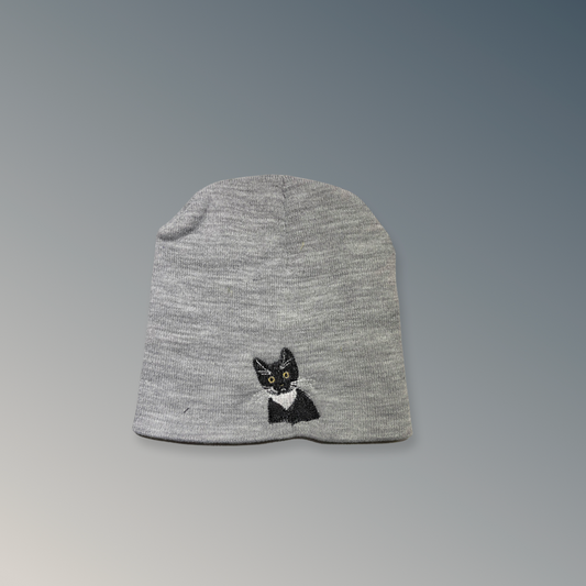Tuxedo Kitty Knit Beanie