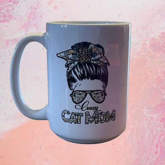 15 oz Ceramic Crazy Cat Mom Mug